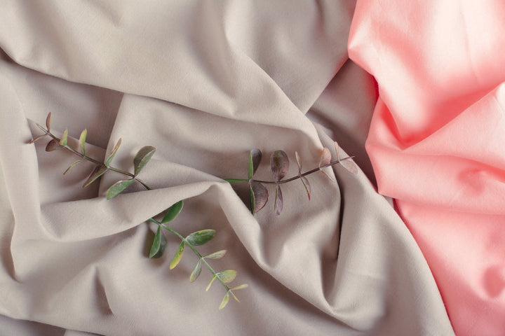 Greay and pink crumpled cotton