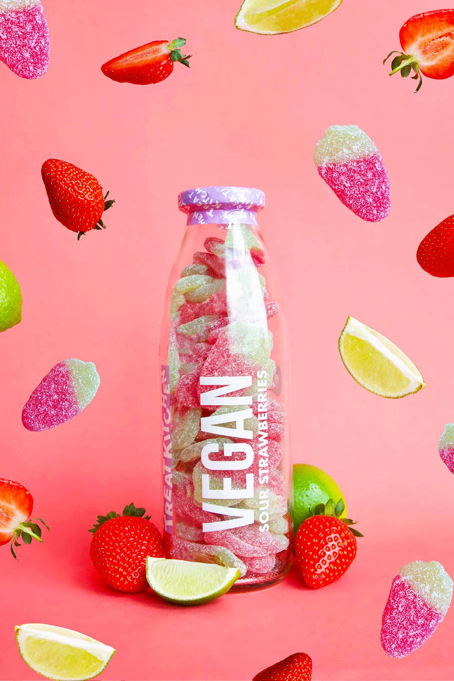 Sour Giant Strawberries Vegan Bottle 350g