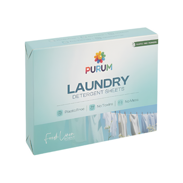 Purum Fresh Linen Laundry Detergent Sheets - Plastic Free Eco No Mess Laundry Sheets, 64 Pack