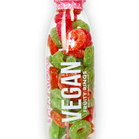 Vegan Mixed Fruit Flavoured Rings in Reusable Glass Bottle - 350g