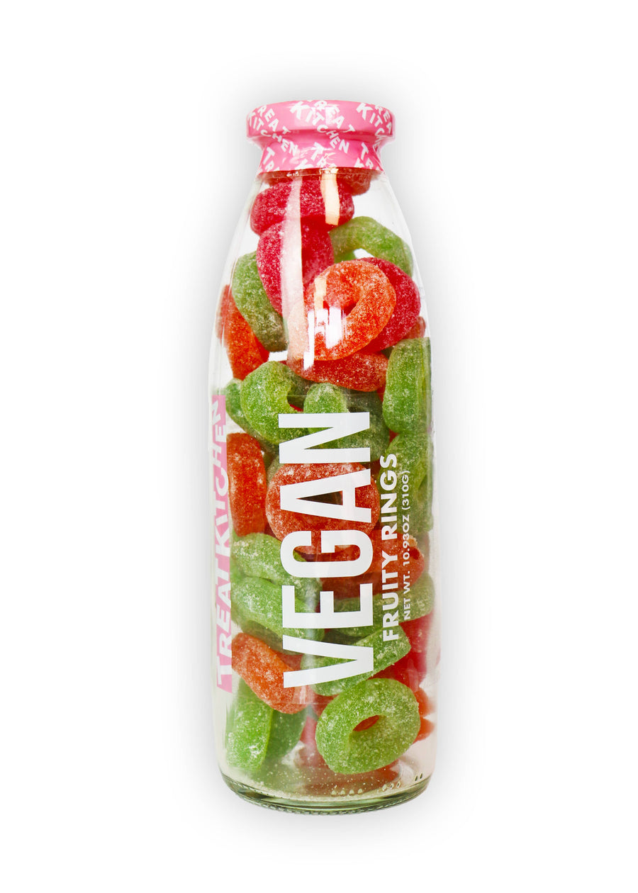 Vegan Mixed Fruit Flavoured Rings in Reusable Glass Bottle - 350g