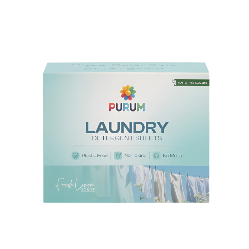 Purum Fresh Linen Laundry Detergent Sheets - Plastic Free Eco No Mess Laundry Sheets, 64 Pack