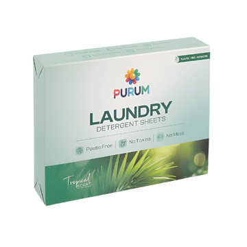 Purum Tropical Laundry Detergent Sheets - Plastic Free Eco No Mess Laundry Sheets, 64 Pack