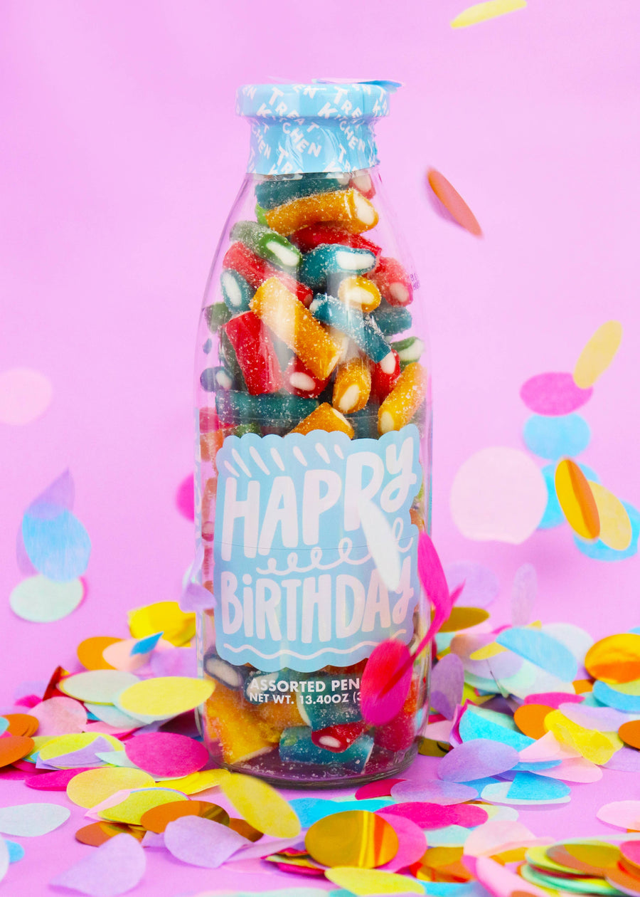 Happy Birthday Assorted Fruit Flavour Fizzy Gummy Pencils – 350g