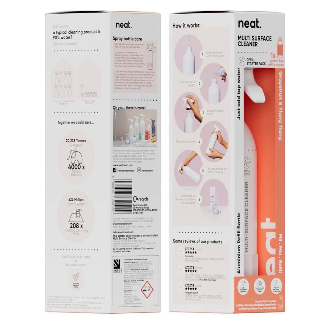 Neat Multi Surface Cleaning Spray Starter Pack & Refill – Grapefruit & Ylang Ylang