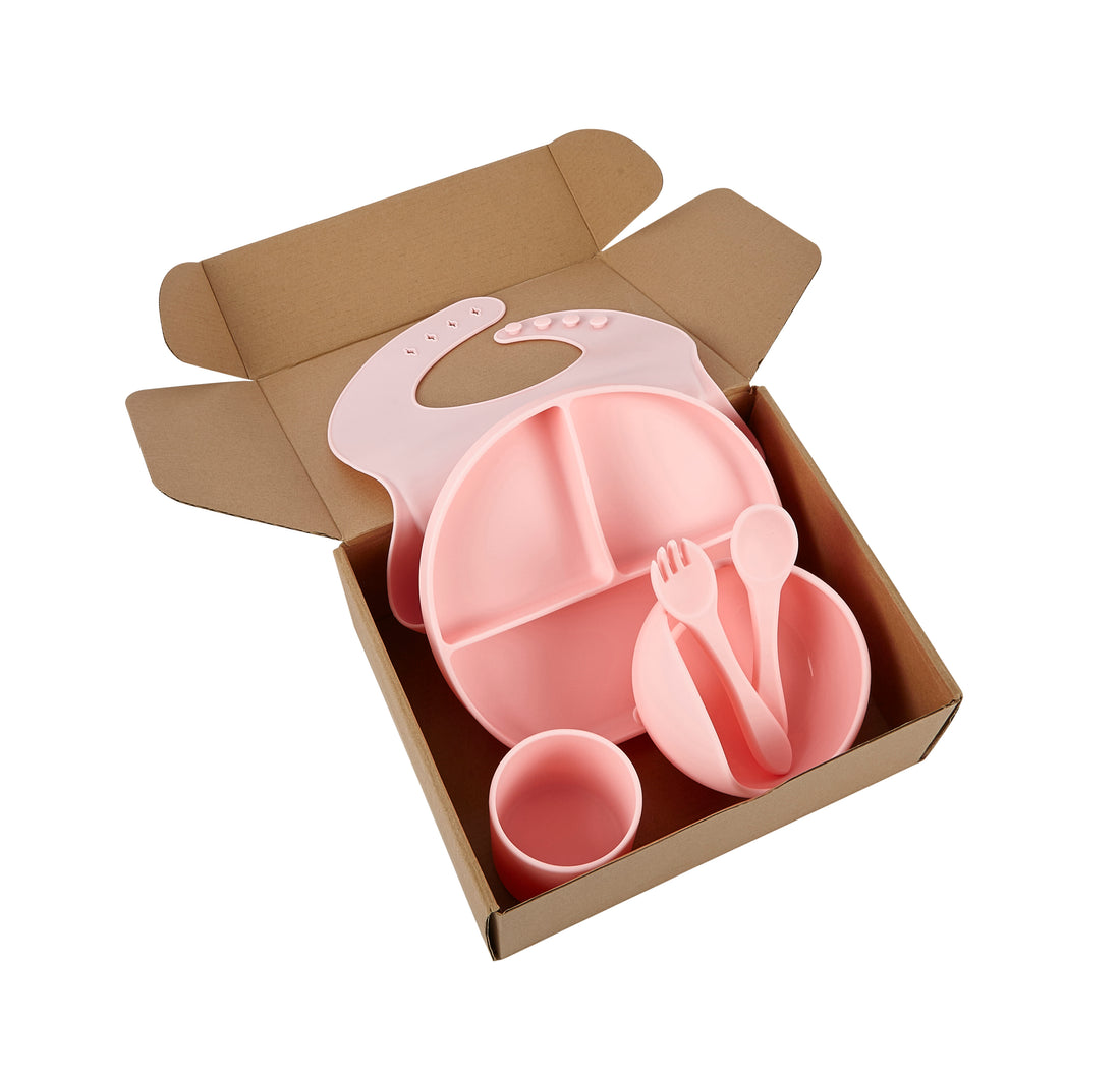 Baby Silicone Feeding Set 6pcs - Pink