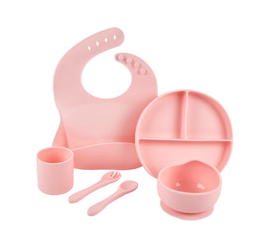 Baby Silicone Feeding Set 6pcs - Pink