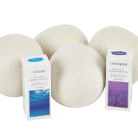 4x Organic Wool Dryer Balls - Comes  With 2 Scented Essential Oils