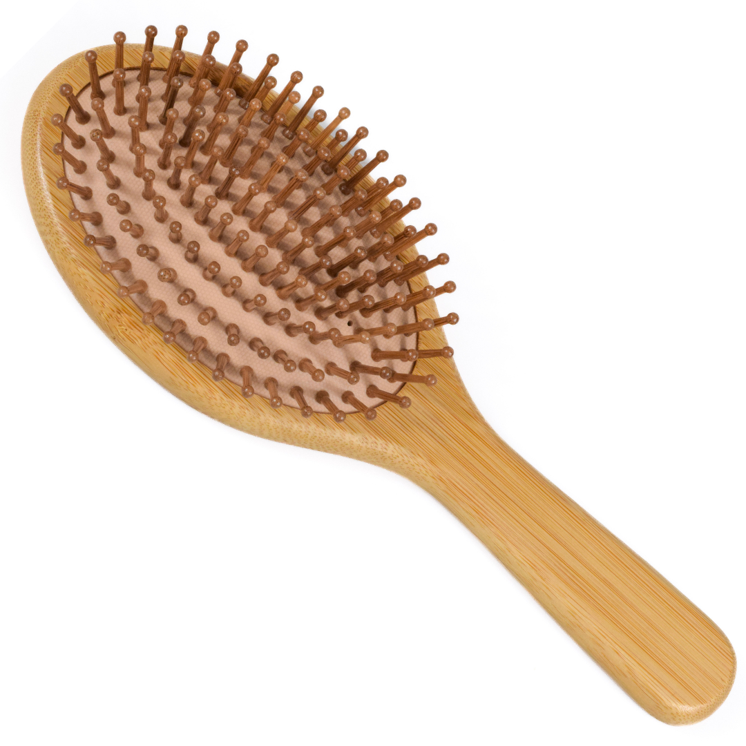 Bamboo Plastic Free Hair Brush For All Hair Types, Easy To Clean Hairbrush