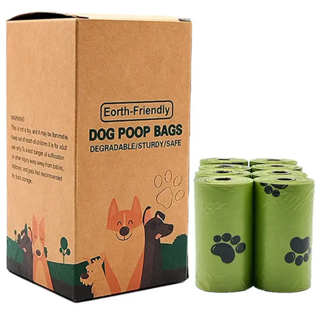 8 Rolls Of Biodegradable Eco Friendly Dog Poop Bags, Eco Waste Poo Disposal