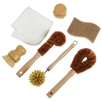 7-Piece Plastic-Free Dish Scrubbing Brush Set | Eco-Friendly Vegan Cleaning Kit