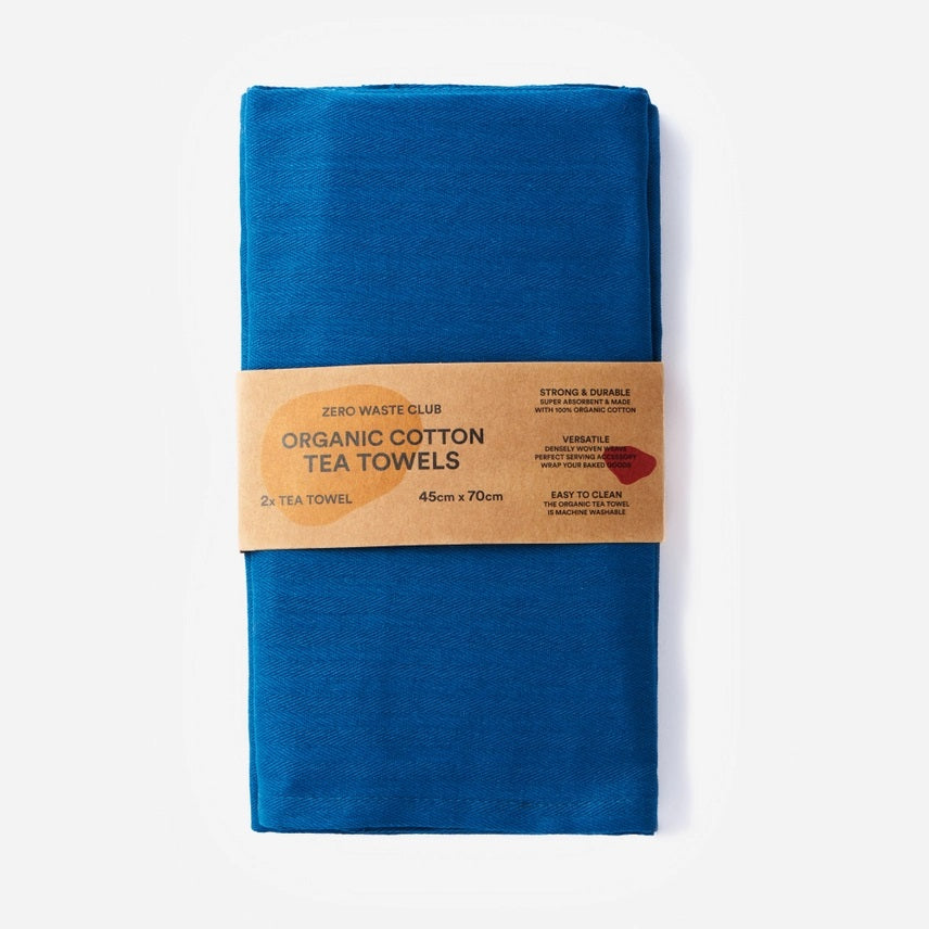 Zero Waste Club Organic Cotton Herringbone Weave Tea Towels – Pack of 2