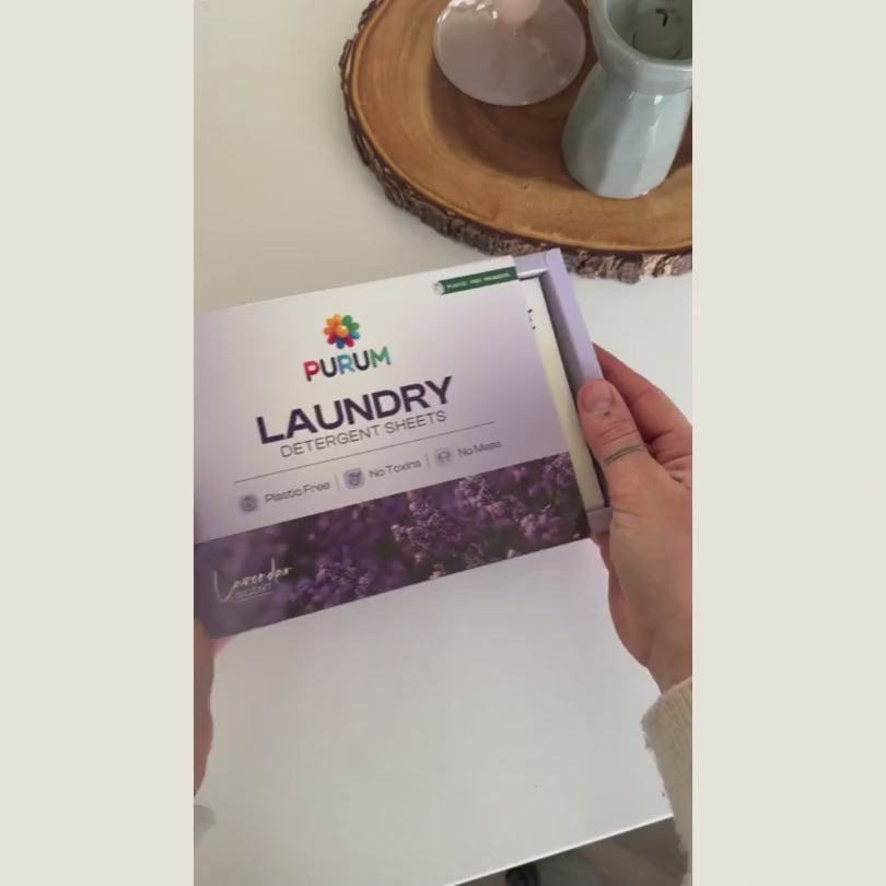 Purum Fresh Linen Laundry Detergent Sheets - Plastic Free Eco No Mess Laundry Sheets, 64 Pack